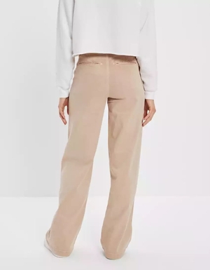 Pantalon American Eagle AE Stretch Twill Super High-Waisted Baggy Larges-Leg Beige Femme | XZV-56078142